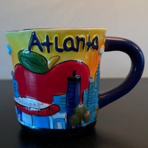 Atlanta Georgia Souvenir Mug Colorful Embossed Ceramic 3D Raised Graphics